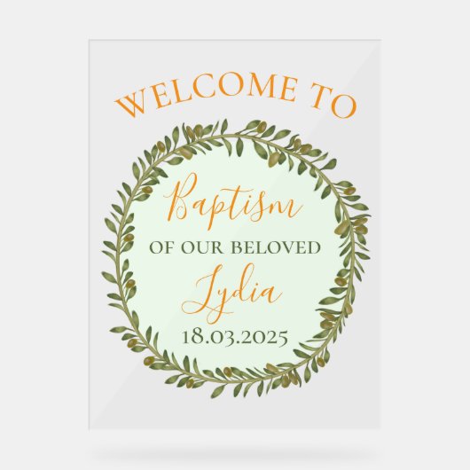バプテスマパーソナライズされたーアクリルウェルカムサイン アクリルサイン (正面)
