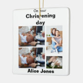 バプテスマパーソナライズされた4フォトコラージュ セラミックオーナメント (左)