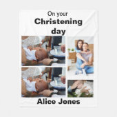 バプテスマパーソナライズされた4フォトコラージュ フリースブランケット (正面)