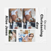 バプテスマパーソナライズされた4フォトコラージュ フリースブランケット (正面(横))