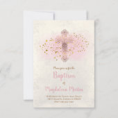 バプテスマフェイクグリッターとピンクの水色 招待状 (正面)