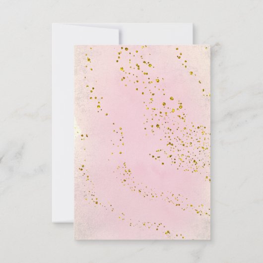バプテスマフェイクグリッターとピンクの水色 招待状 (裏面)