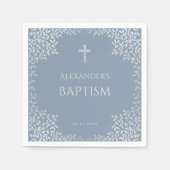 バプテスマフェイクダスティブルー離れシルバーエレガントズ スタンダードカクテルナプキン (正面)