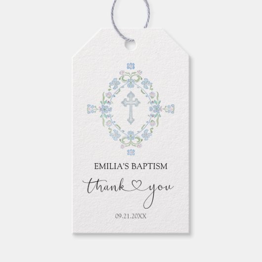 バプテスマフローラリースクロスサンキュー ギフトタグ (正面)