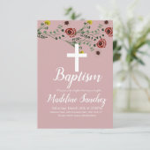 バプテスマフローラヴィンテージ献身《キリスト教》洗礼式や命名式 招待状 (スタンド正面)