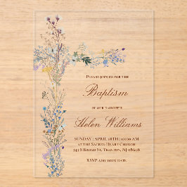 バプテスマフローラ十字架 アクリル招待状