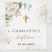 バプテスマフローラ少年の女の子の名前金ゴールドクロス ワインラベル (シングルラベル)