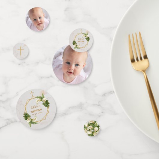 バプテスマフローラ幾何学的なカラユリ金ゴールド写真 コンフェッティ (グループ)