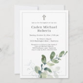 バプテスマモダングリーナリークロス招待状 招待状 (正面)