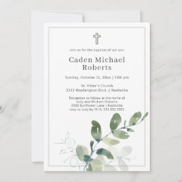 バプテスマモダングリーナリークロス招待状 招待状