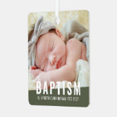 バプテスマモダンシンプルカスタムベビー写真 メタルオーナメント (正面左)