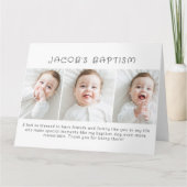 バプテスマモダンシンプルスChic Three Photo サンキューカード (正面)