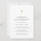 バプテスマモダンスシンプルミニマル金ゴールドクロス 招待状 (正面)