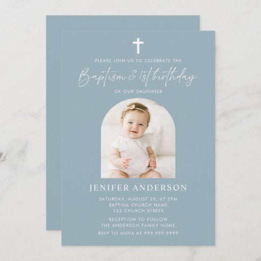 バプテスマモダンス&誕生日ガール 招待状 (正面/裏面)