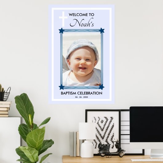 バプテスマモダンデイイベントパーティーウェルカムサイン ポスター (ホームオフィス)