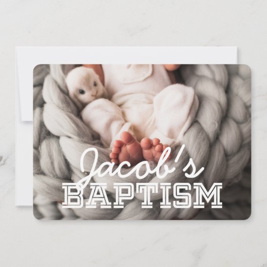 バプテスマモダンミニマル名門私立校風のリスト 招待状 (裏面)