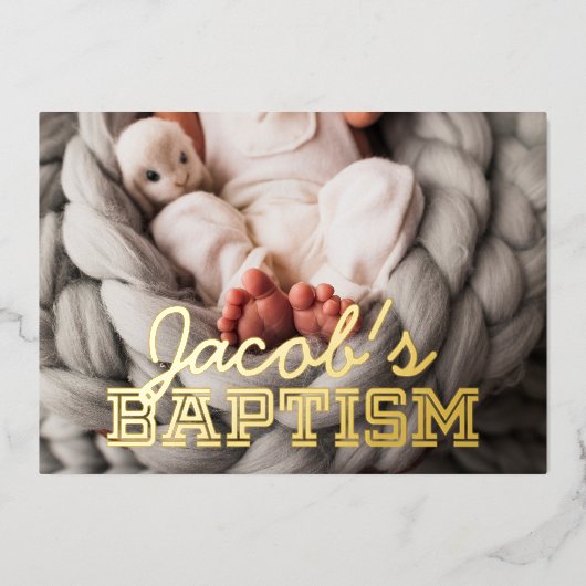 バプテスマモダンミニマル名門私立校風のリスト 箔招待状 (正面)