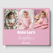 バプテスマモダン写真コラージュダスティピンク ゲストブック (正面)