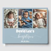バプテスマモダン写真コラージュダスティブルー ゲストブック (正面)