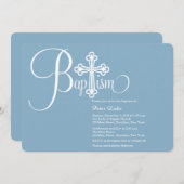 バプテスマモダン男の赤ちゃん写真招待状 招待状 (正面/裏面)