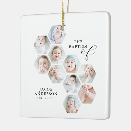 バプテスマモダン10写真コラージュ セラミックオーナメント (左)