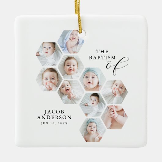 バプテスマモダン10写真コラージュ セラミックオーナメント (正面)