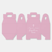 バプテスマモダン《キリスト教》洗礼式や命名式ホワイトクロスダスティピンク フェイバーボックス (見開き)