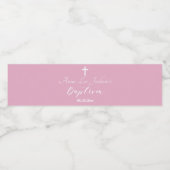 バプテスマモダン《キリスト教》洗礼式や命名式ホワイトクロスダスティピンク ペットボトルラベル (シングルラベル)