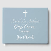 バプテスマモダン《キリスト教》洗礼式や命名式ホワイトクロスダスティブルー ゲストブック (正面)