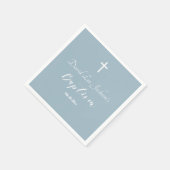 バプテスマモダン《キリスト教》洗礼式や命名式ホワイトクロスダスティブルー スタンダードカクテルナプキン (角)