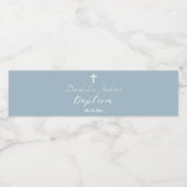 バプテスマモダン《キリスト教》洗礼式や命名式ホワイトクロスダスティブルー ペットボトルラベル (シングルラベル)