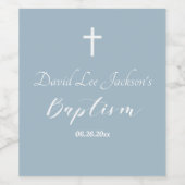 バプテスマモダン《キリスト教》洗礼式や命名式ホワイトクロスダスティブルー ワインラベル (シングルラベル)