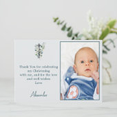 バプテスマモダン《キリスト教》洗礼式や命名式少年サンキューフォト 招待状 (スタンド正面)