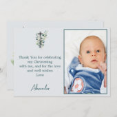 バプテスマモダン《キリスト教》洗礼式や命名式少年サンキューフォト 招待状 (正面/裏面)