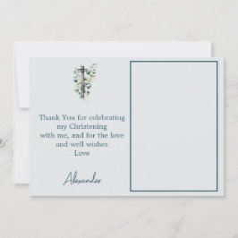 バプテスマモダン《キリスト教》洗礼式や命名式少年サンキューフォト 招待状