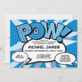 バプテスマモダン《キリスト教》洗礼式や命名式漫画ブックブルー 招待状 (正面)