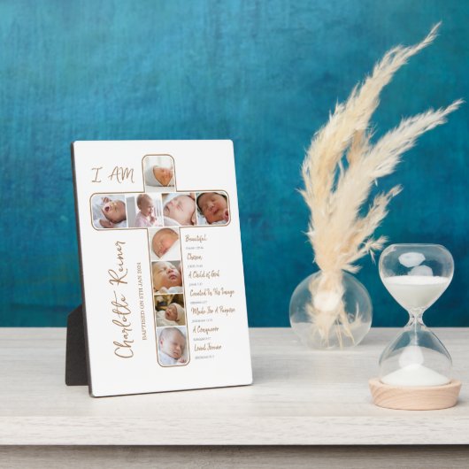 バプテスマユニーク写真コラージュ十字形 フォトプラーク (側面)