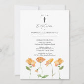 バプテスマユニーク招待状オレンジ色の花 招待状 (正面)