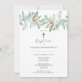 バプテスマユニーク招待状クリスマスグリーン 招待状 (正面)