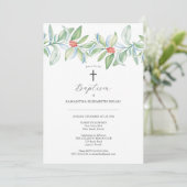 バプテスマユニーク招待状クリスマスグリーン 招待状 (スタンド正面)