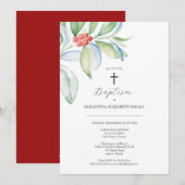 バプテスマユニーク招待状クリスマスグリーン 招待状 (正面/裏面)