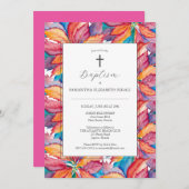 バプテスマユニーク招待状ポインセカラフルティア 招待状 (正面/裏面)