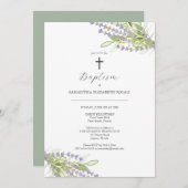 バプテスマユニーク招待状ラベンダーフラワー 招待状 (正面/裏面)