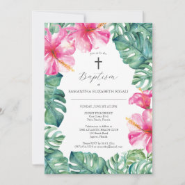 バプテスマユニーク招待状熱帯花 招待状