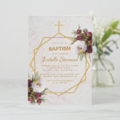 バプテスマーブル金ゴールド牡丹バタフライジオメトリック 招待状 (スタンド正面)