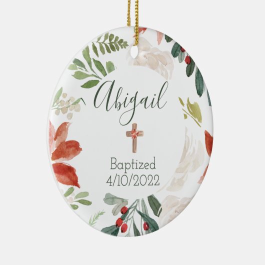 バプテスマ信仰日付クリスマスフローラオーナメント セラミックオーナメント (右)