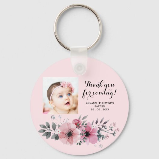 バプテスマ写真ありがとうご来ざいまーす！エレガントフローラ キーホルダー (正面)