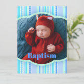 バプテスマ写真アナウンスブルー招待状 招待状 (スタンド正面)