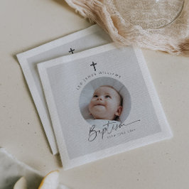 バプテスマ写真グレー背景 スタンダードカクテルナプキン