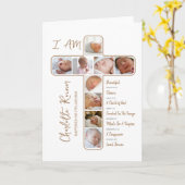 バプテスマ写真コラージュ十字形 カード (黄色い花)